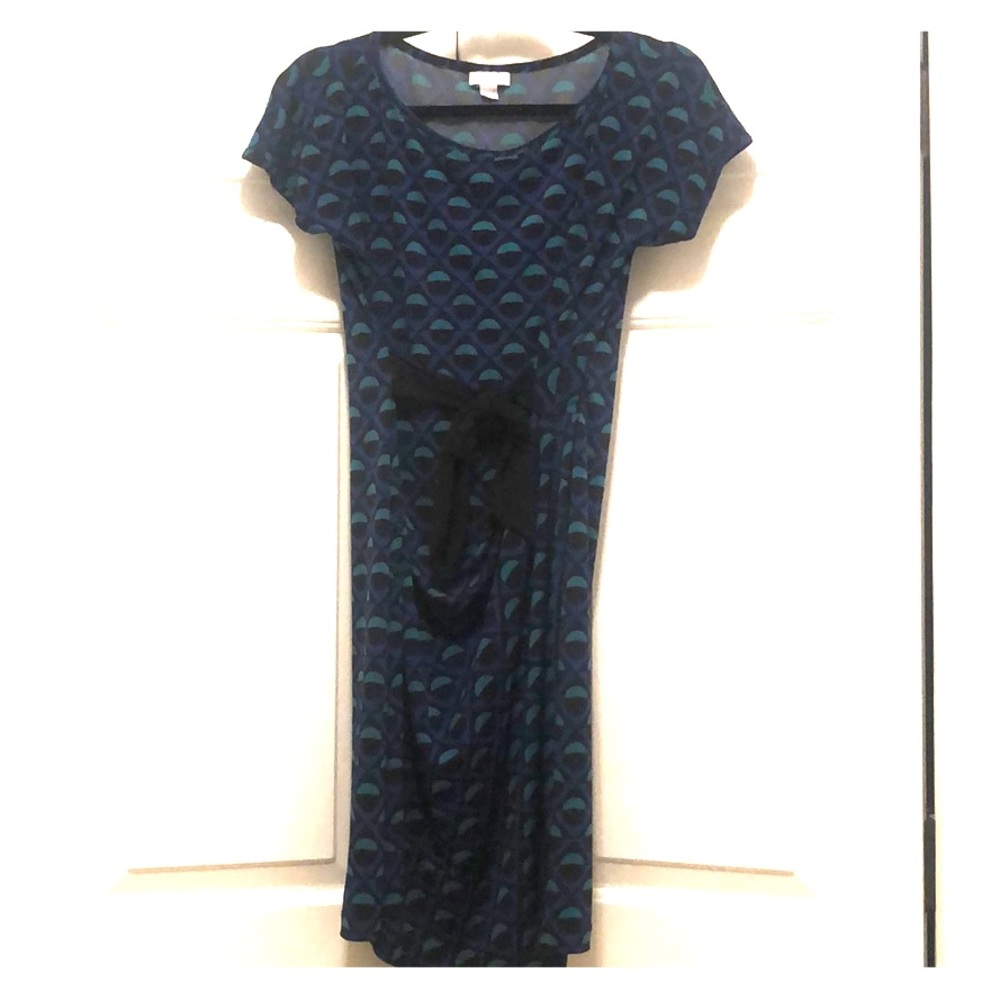 A Pea in the Pod Blue, Green, Black Geo Dress